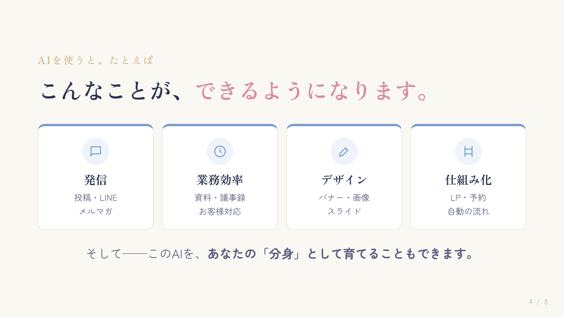 スライド4 こんなことができるようになります