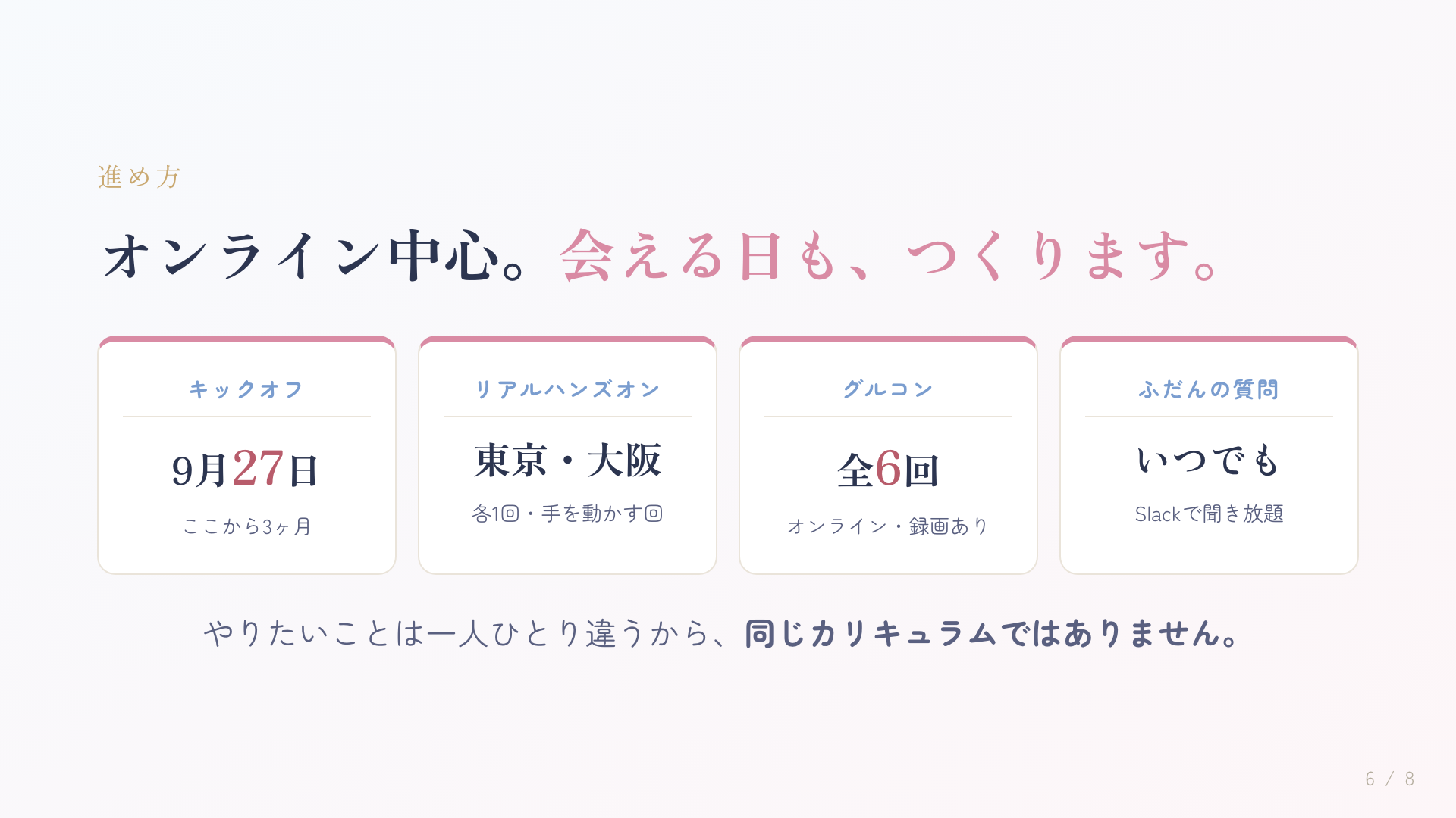スライド6 オンライン中心 会える日もつくります
